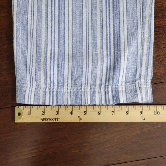 GAP High-Rise Linen Blend Pull-On Wide Leg Pants Women's Size L Blue Striped - Picture 10 of 11
